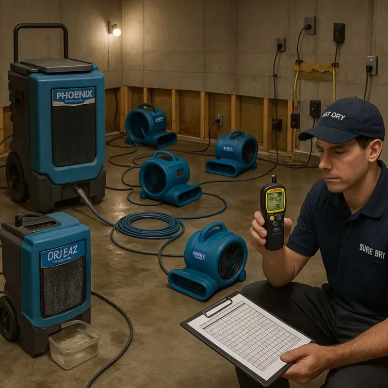 Structural Drying and Dehumidification process in Fabens, TX